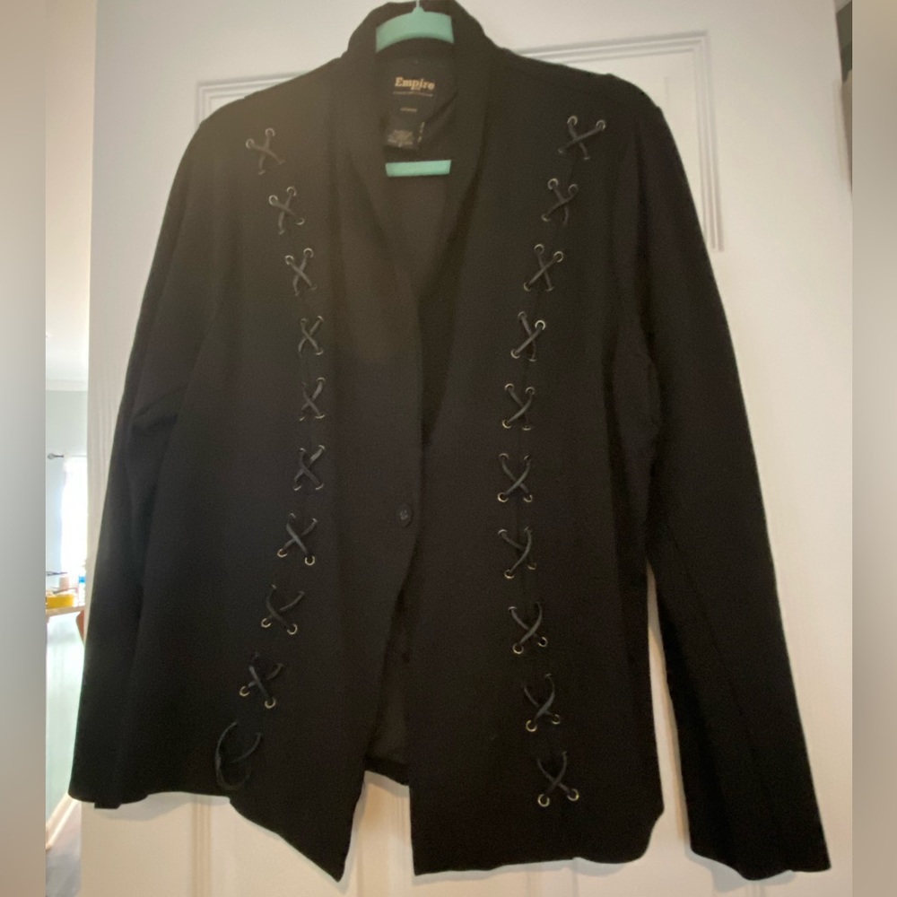 Black Blazer with leather laceup detail